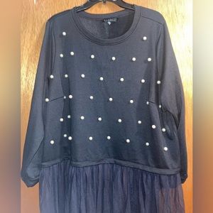 ELOQUII Pearl Sweatshirt with tulle bottom